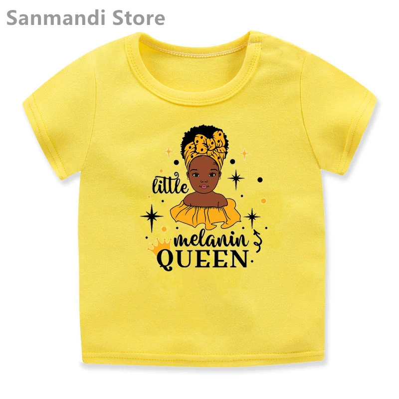 New Cute Kids Clothes African Black Girl Magic Love Print Solid Print Tshirt Summer Fashion Tumblr Tops Shirt Children Clothing