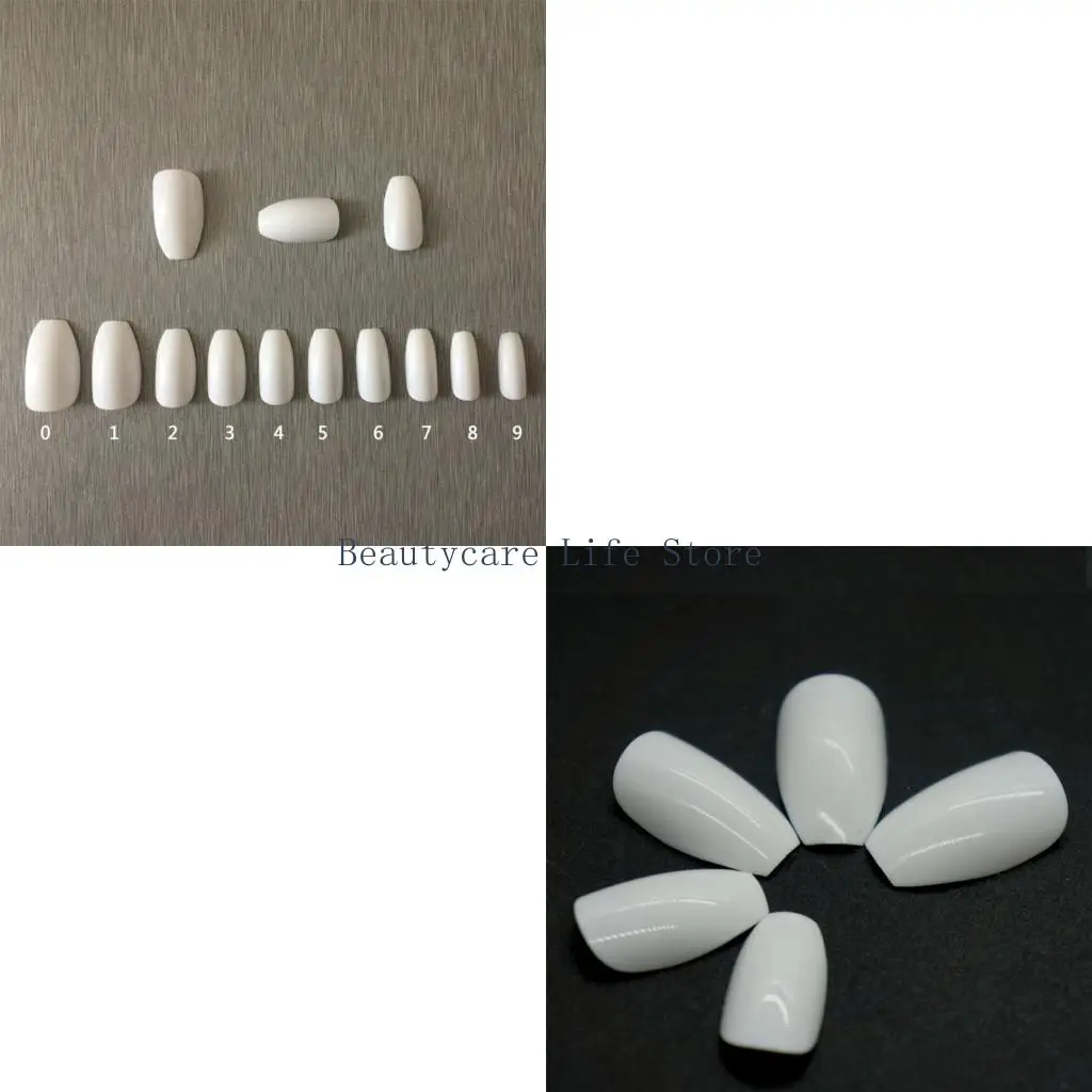 652C 10 Size Professional White Fake Acrylic Ballet Coffin French False Tip