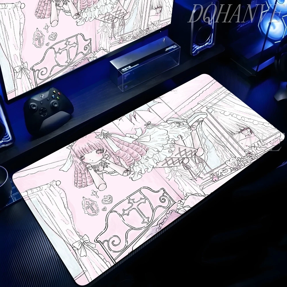 Angel Girls Mouse Pad 90x40cm Pink Laptop Gaming Desk Mat PC Anime Cute Kawaii Gamer Cabinet Mousepad Keyboard Xxl Carpet