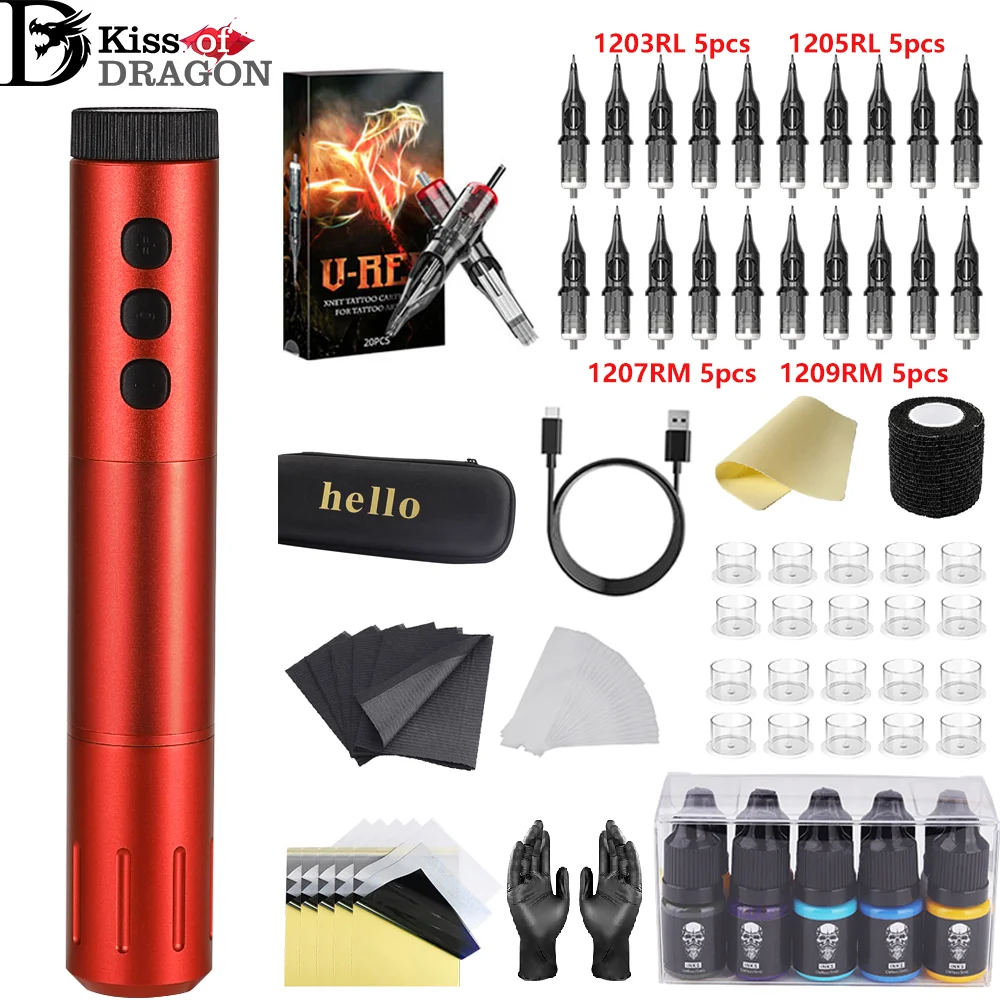 

T-Rex Wireless Battery Coreless Motor Rotary Tattoo Machine Permanent Makeup Tattoo Machine Pen With 2pc Batteries Kit