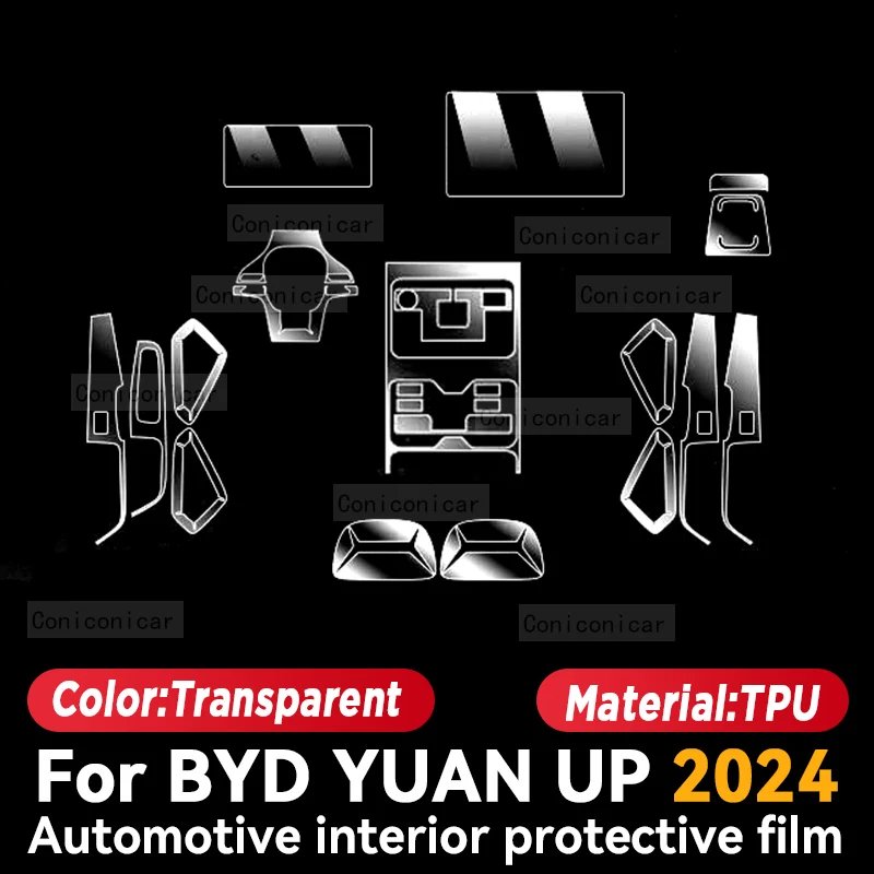 For BYD YUAN UP 2024 Car Interior Center Console Instrument Dashboard Protective Film Anti-scratch Sticker Accessories