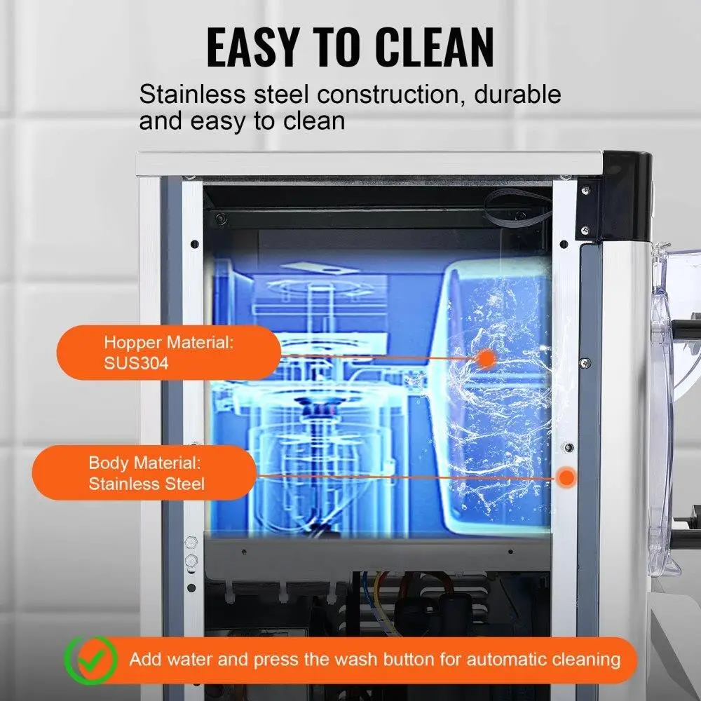 12L Ice Cream Machine 1713W Countertop Hard Serve Maker 4.5L Stainless Steel Cylinder Panel Auto Clean Precooling for