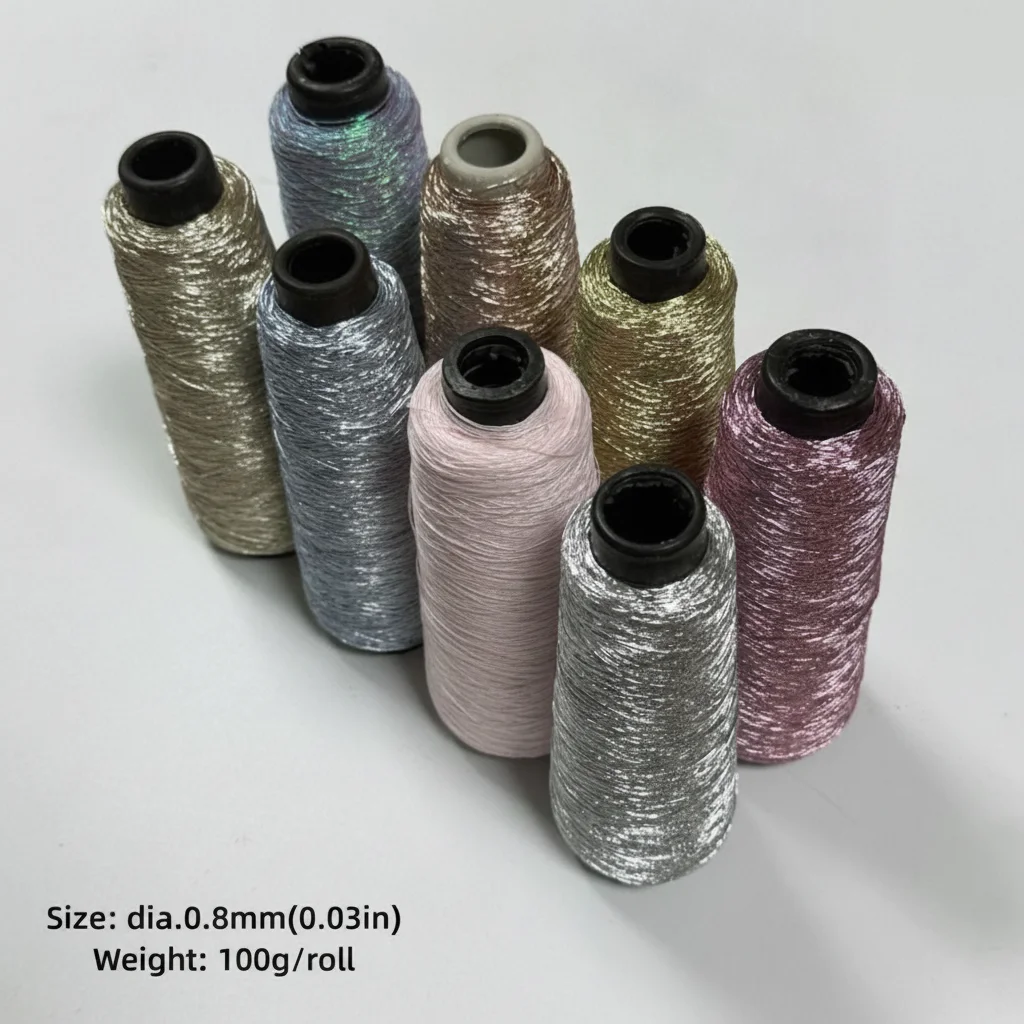 100g/Roll Multicolor Fine Gold Silver Yarn Dia.0.8mm Crochet Accessories Metallic Color Core-spun Hand-woven Supplies DIY