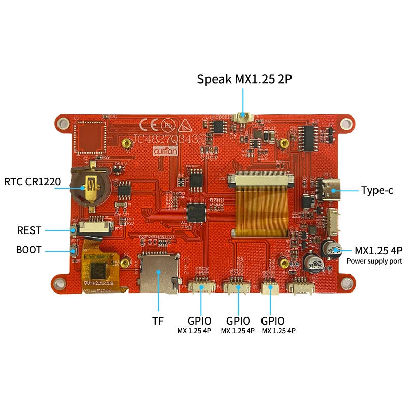 GUITION HMI interface screen 4.3 inch capacitive touch IPS or without touch 480x272 400MHz dominant frequency software editing