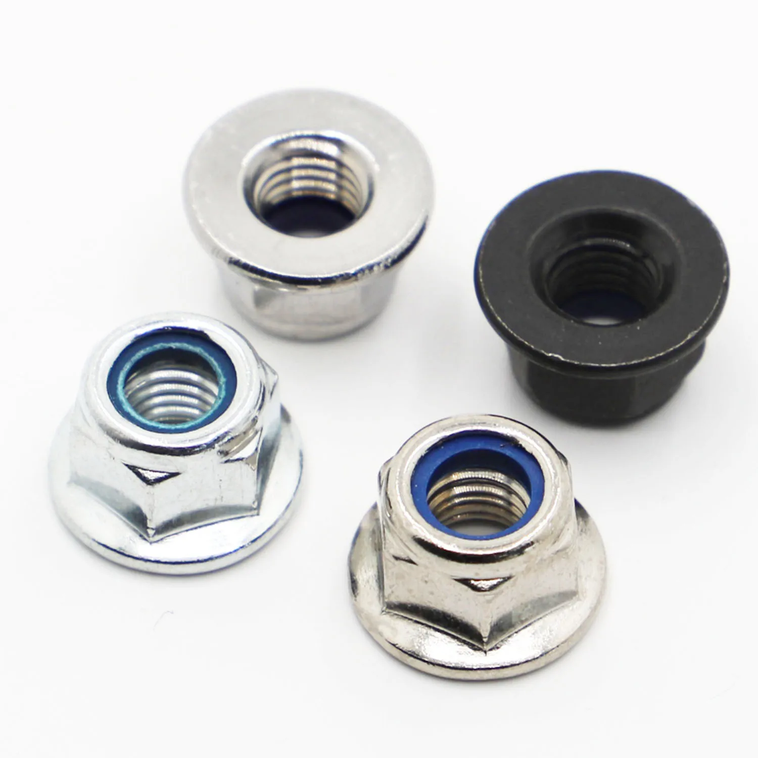 M3 m4 m5 m6 m8 m10 m12 304 a2 flange de aço inoxidável/aço carbono porca de bloqueio de náilon inserção porca de bloqueio auto-travamento nylock locknut