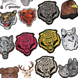 Tiger Wolf Patches For Clothing Boys Animals Bear Iron On Embroidered Thermocollant Fabrics Jackets Thermal Mochila Sew Parches