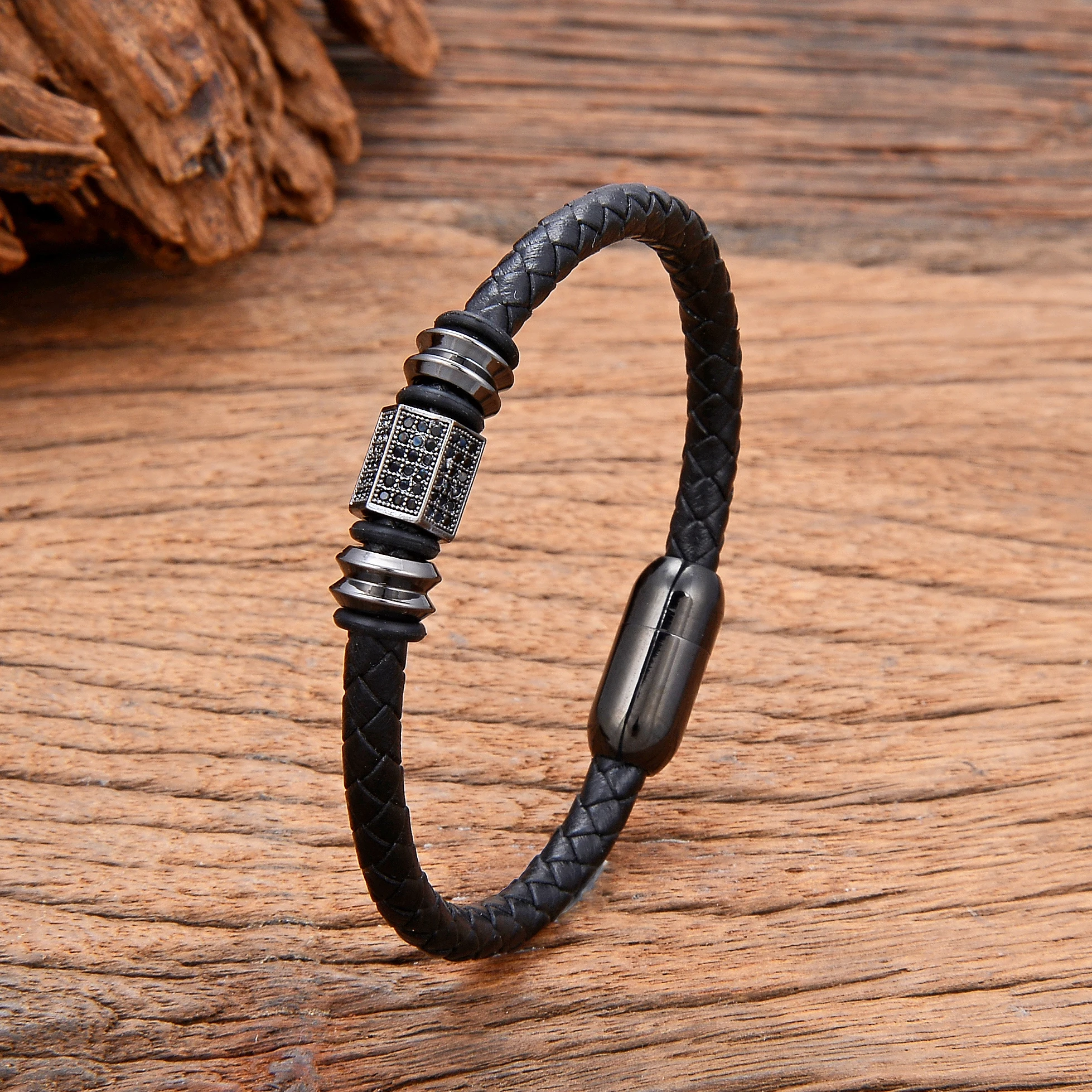 YISHUCHA Luxury Zircon Charm Bracelet &bangle Handmade Leather Rope Chain Accessory 2022 Fashion Korean Jewelry For Women Girls