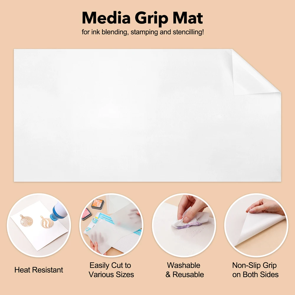 

0.4mm Thickness Cuttable Large Media Grip Mat Heat Resistant Non-Slip Craft Mats for Ink Blending Stamping New 2024