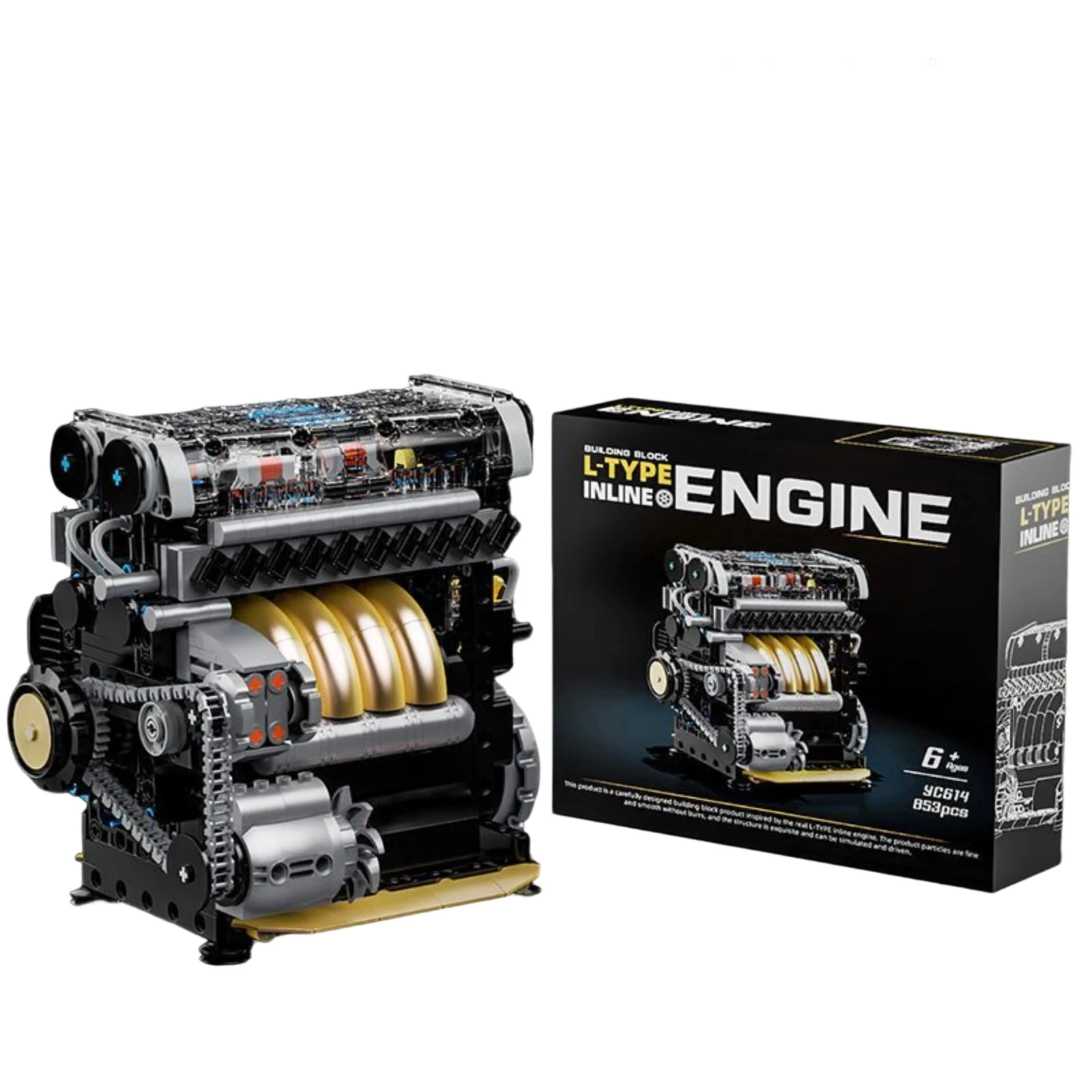 

853PCS L-Type Inline L4 Engine Building Blocks Creative Simulation Mechanical Model Desktop Ornaments Assembly Toys Holiday Gift