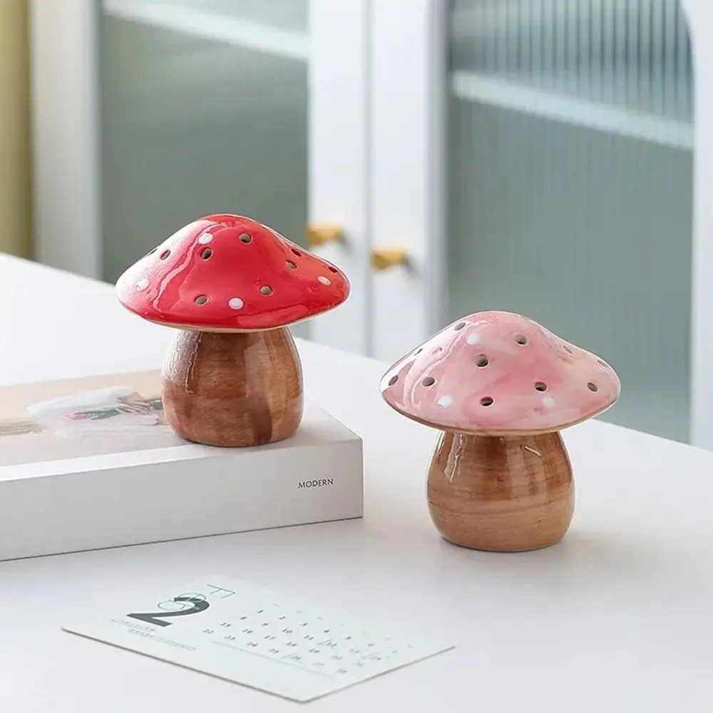

Eye-Friendly Ceramic Mushroom Night Light Soft Glow Energy Efficient Cute Mushroom Lamp Flat Bottom Ornament Cozy Ambient Light