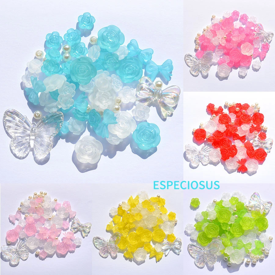 Transparent Multi Color Acrylic Matt Flower Beads 20MM Bracelet Mix Style Heart Spacer Necklace Handcraft DIY Jewelry Accessory