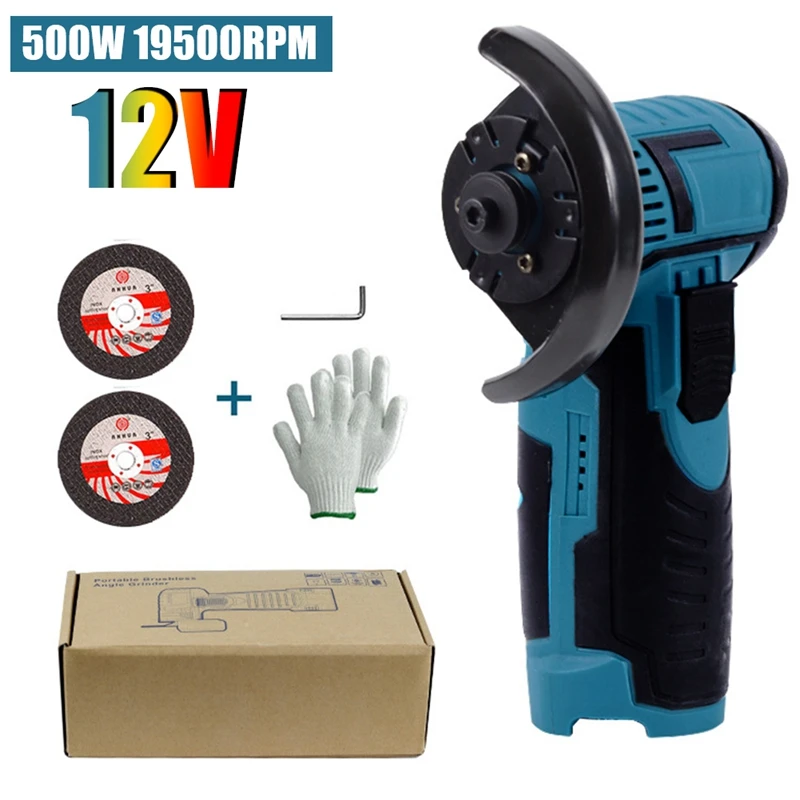 Amoladora angular sin escobillas ABUL-12V, herramienta de molienda recargable de 19500Rpm, Mini máquina pulidora para cortar juego de amoladora de diamante