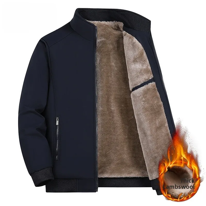 

New 2025 Men's Casual Fce Lined Jaet Fall Spring Cotton Warmth Urban Sle Long Sve Zipper Traditional Dad Winter Coat