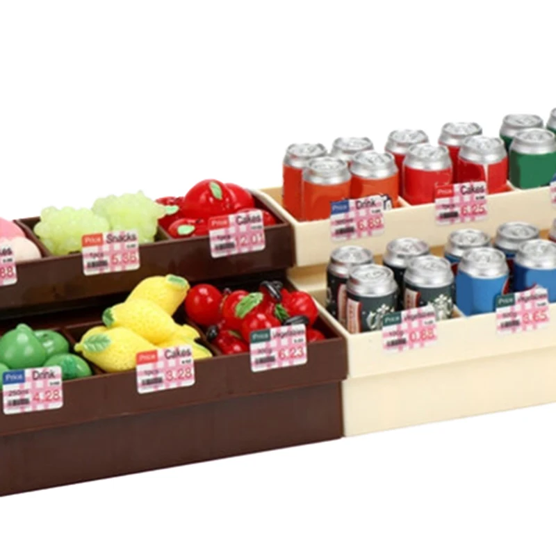Un juego de exhibición de supermercado en miniatura para casa de muñecas 1/12; Soporte de pan en miniatura para decoración de casa de muñecas