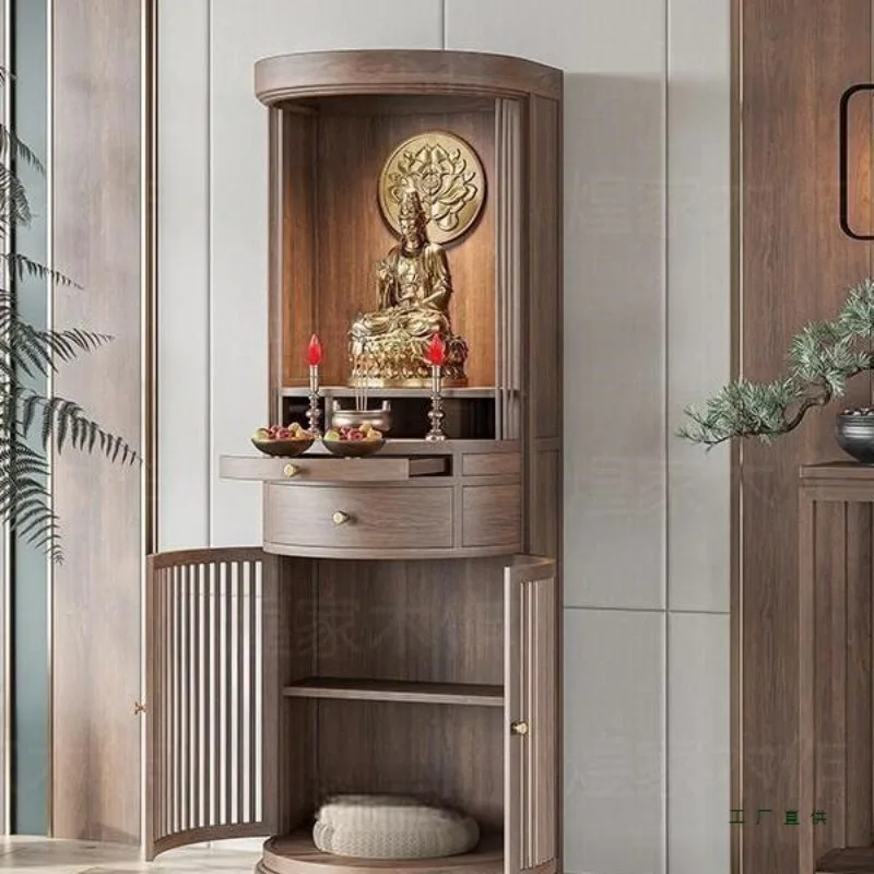 Solid wood Buddhist shrine shrine household offering table Standing cabinet Ye Guanyin Bodhisattva offering table Incense table