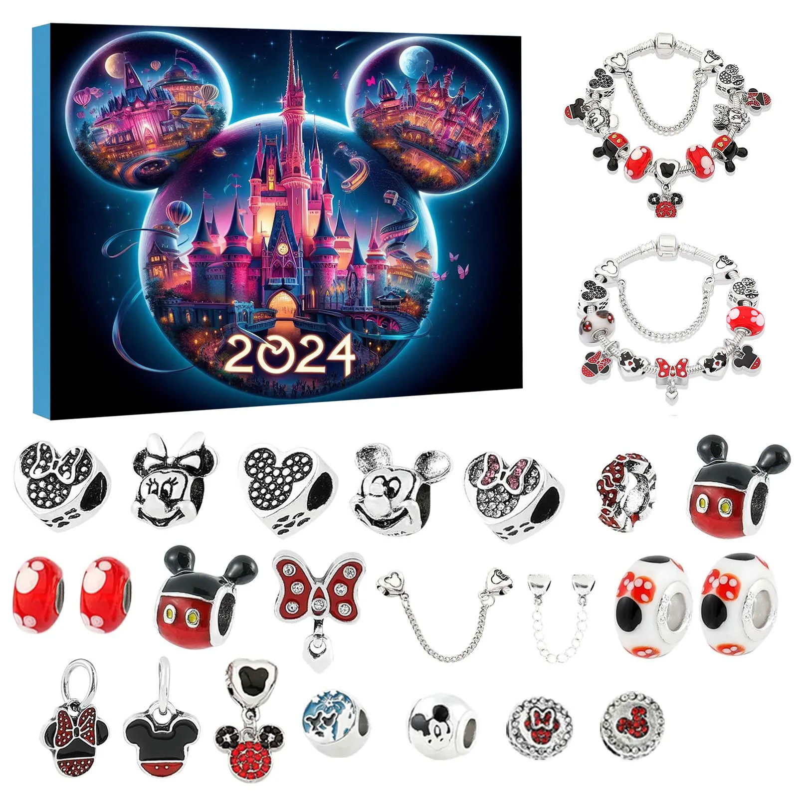 ディズニー スティッチ ミッキーマウス 合金 24日間アドベントカレンダー クリスマス ランダムボックスセット 2026年到着 コレクタブルジュエリーギフト