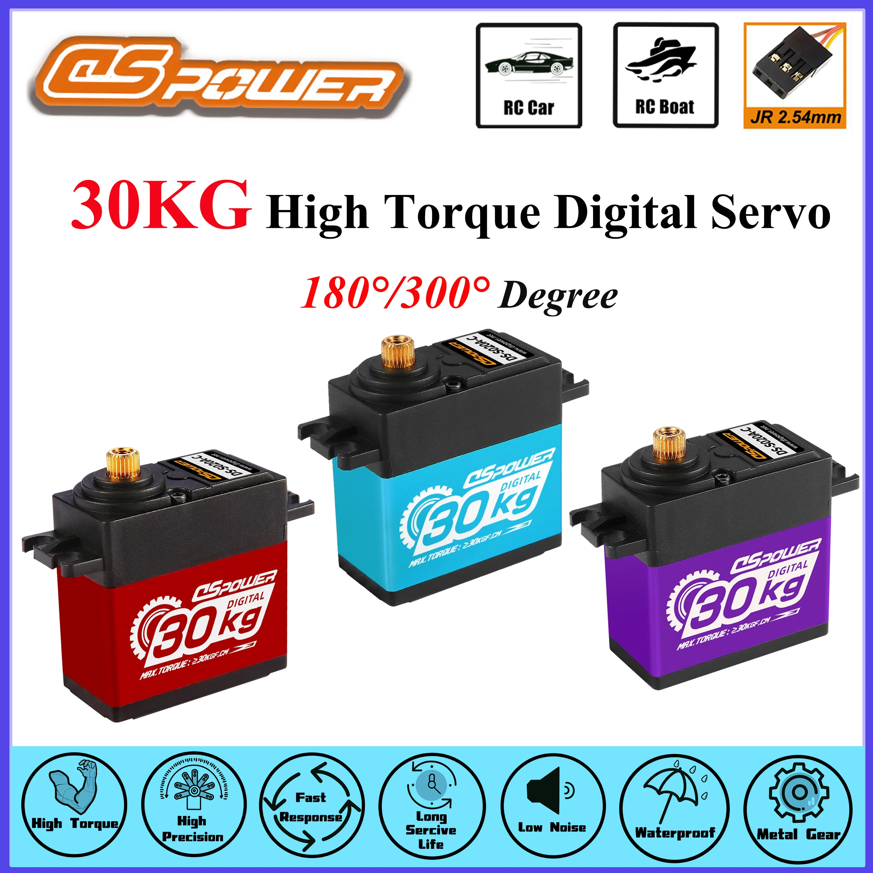 

DSPOWER 30KG Metal Gear Digital Waterproof High Torque Servo 180 300 Degree for 1/8 RC Car Truck Crawler Boat Wltoys Hyper Go