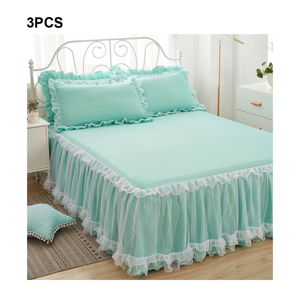 

Elegant Princesses Bed Skirt Durable And Beautiful Non-Slip Mattress Cover Wide Ruffled Bed Skirt pink