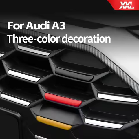 For Audi A3 8Y 2023 2022 2021 Car Front Grill Stripes Covers Grid Stripes Clip Motorsport Decoration Stickers Styling