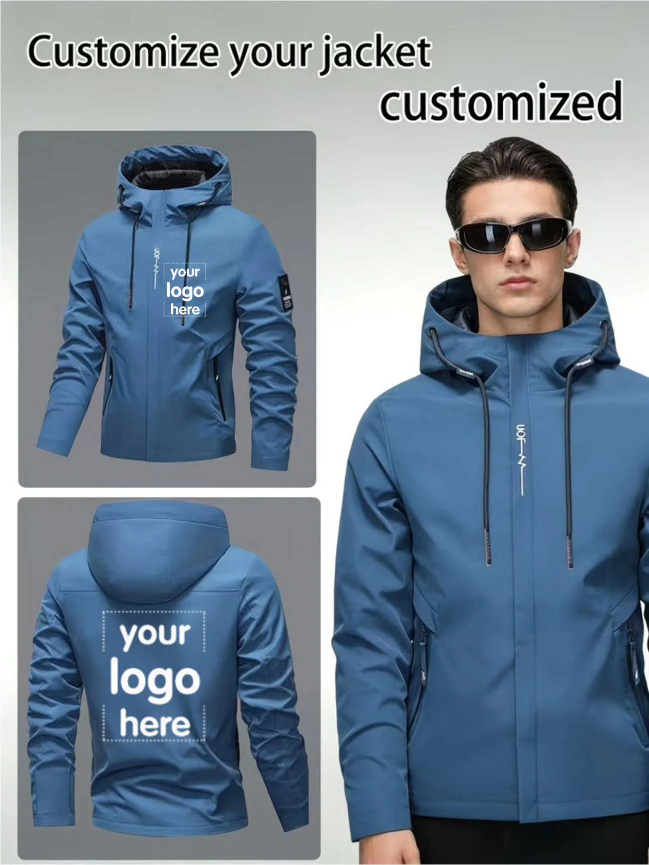Herren Maßgeschneiderte Kapuzenjacke Langlebiger Nicht-Elastischer Stoff Personalisierte Anpassung Streetwear Mode Oberbekleidung – Detail 1