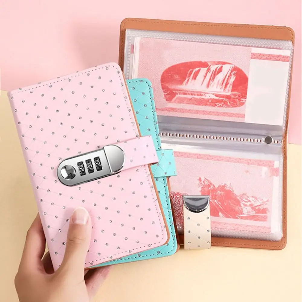 50Sheets Saving Money Binder Little Crystal Cover Savings Handbook Planner Organizer PU Leather Cash Envelopes Account Book