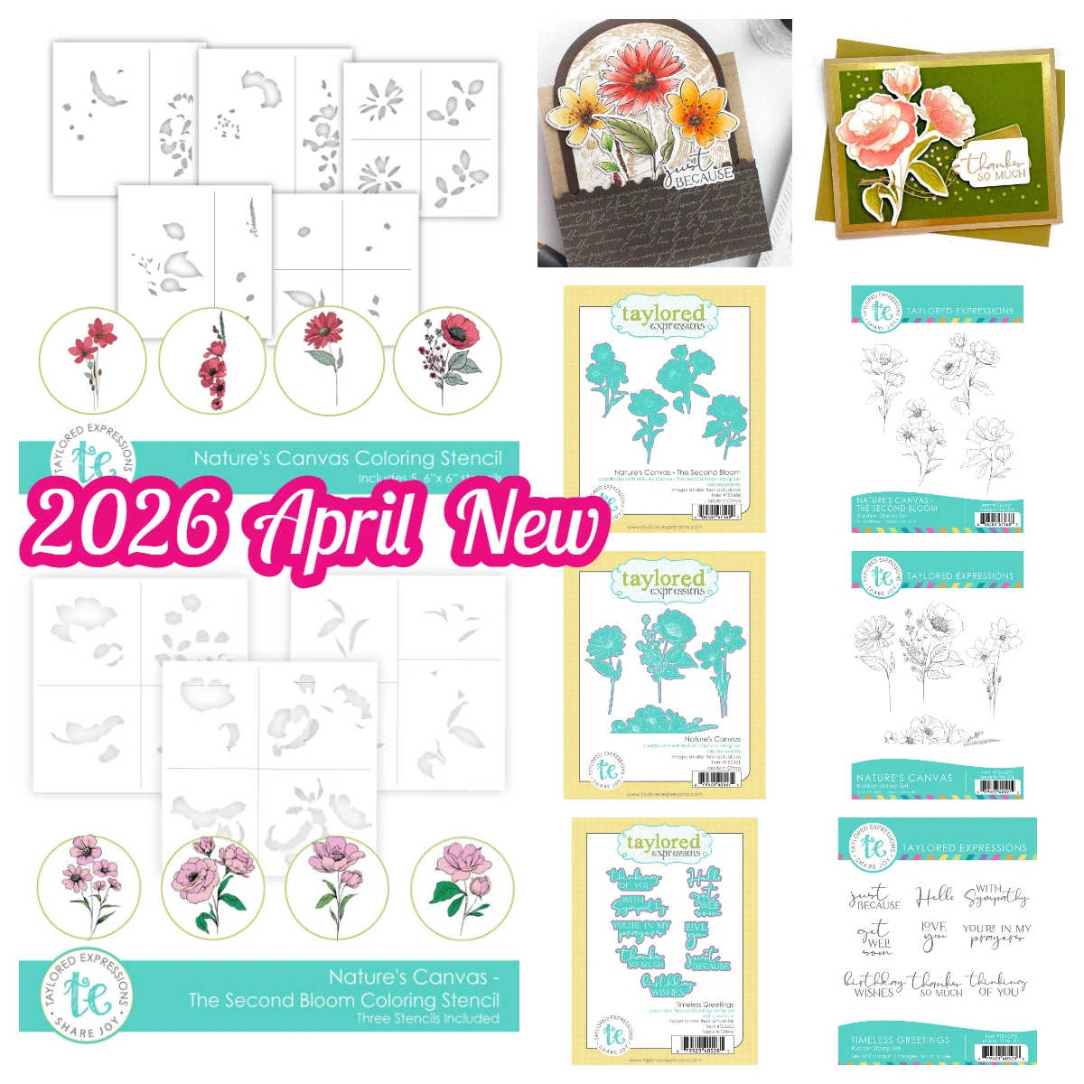 

March 2026 New Taylored the Second Bloom Timeless Greetings Metal Cutting Dies and Stamps for DIY Scrapbooking Handmade Calendar