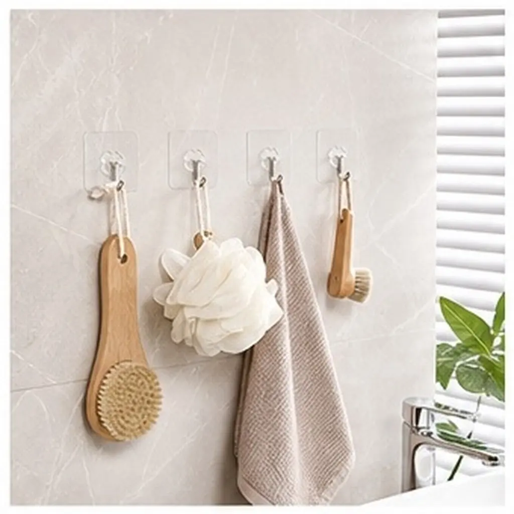 16Pcs Transparent Self Adhesive Wall Hooks Waterproof Seamless Heavy Duty Home Bathroom Kitchen Hanging Storage Organizer