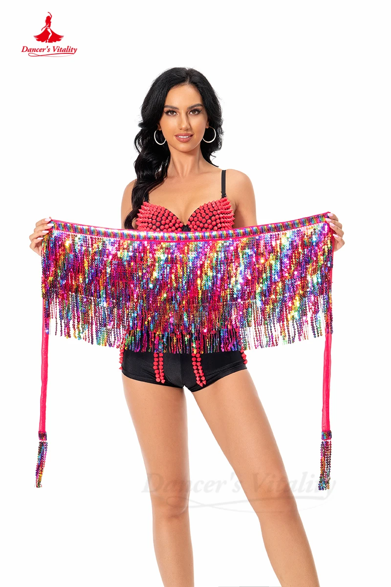 حزام ملابس ممارسة الرقص الشرقي للنساء إكسسوارات الرقص الشرقي وشاح الورك DJ ملهى ليلي سلسلة الخصر للرقص