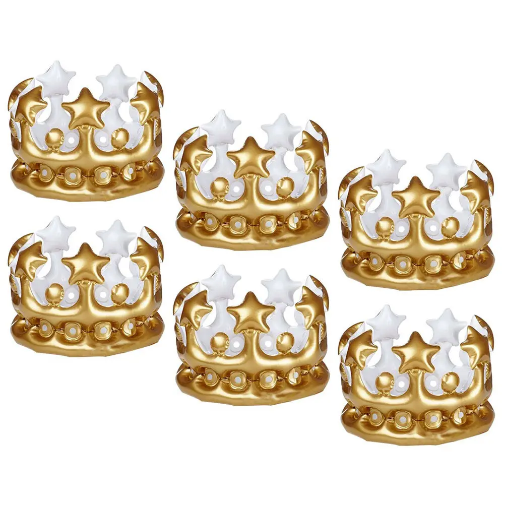 

6Pcs Inflatable Crown Birthday Party Crown Elegant Design Costume Prop Photo Accessories for Cosplay Fancy Dress Supplies