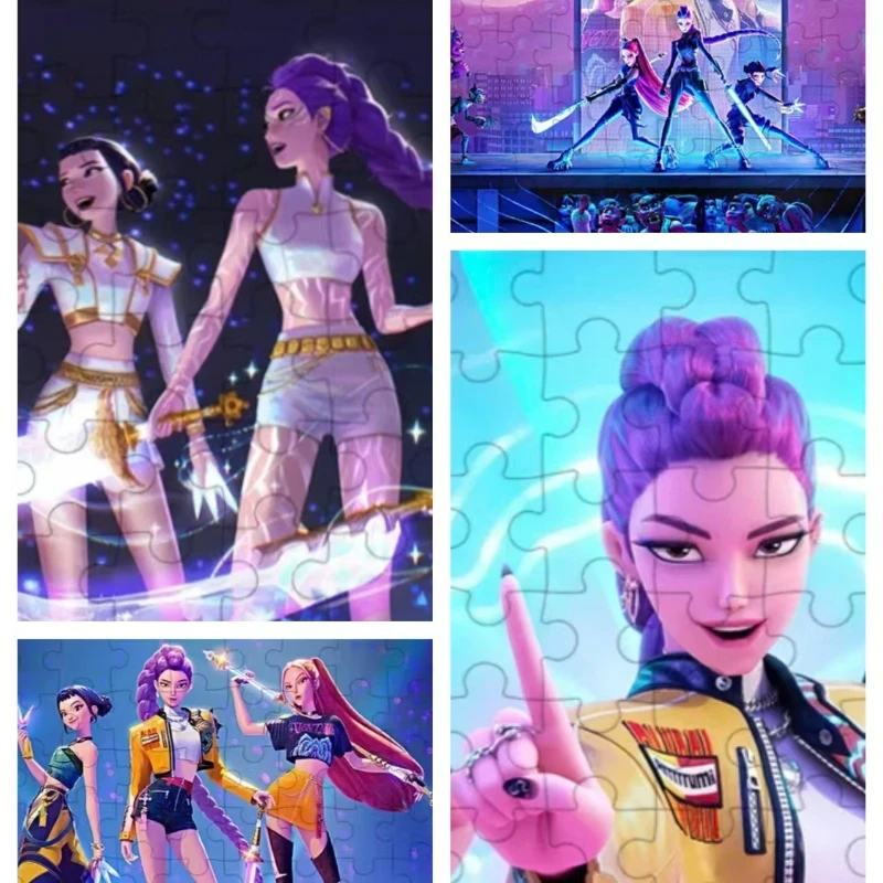 

Anime Kpop Demon Hunters jigsaw puzzle Board Game Rumi Mira Zoey Huntrix Character Pattern Collectible Decor Children Toys Gift