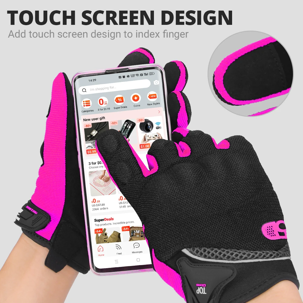 Summer Breathable Full Finger Motorcycle GlovesMotocross Racing Gloves  Non-slip Wear-resistant Touch Screen Moto Biker Gloves