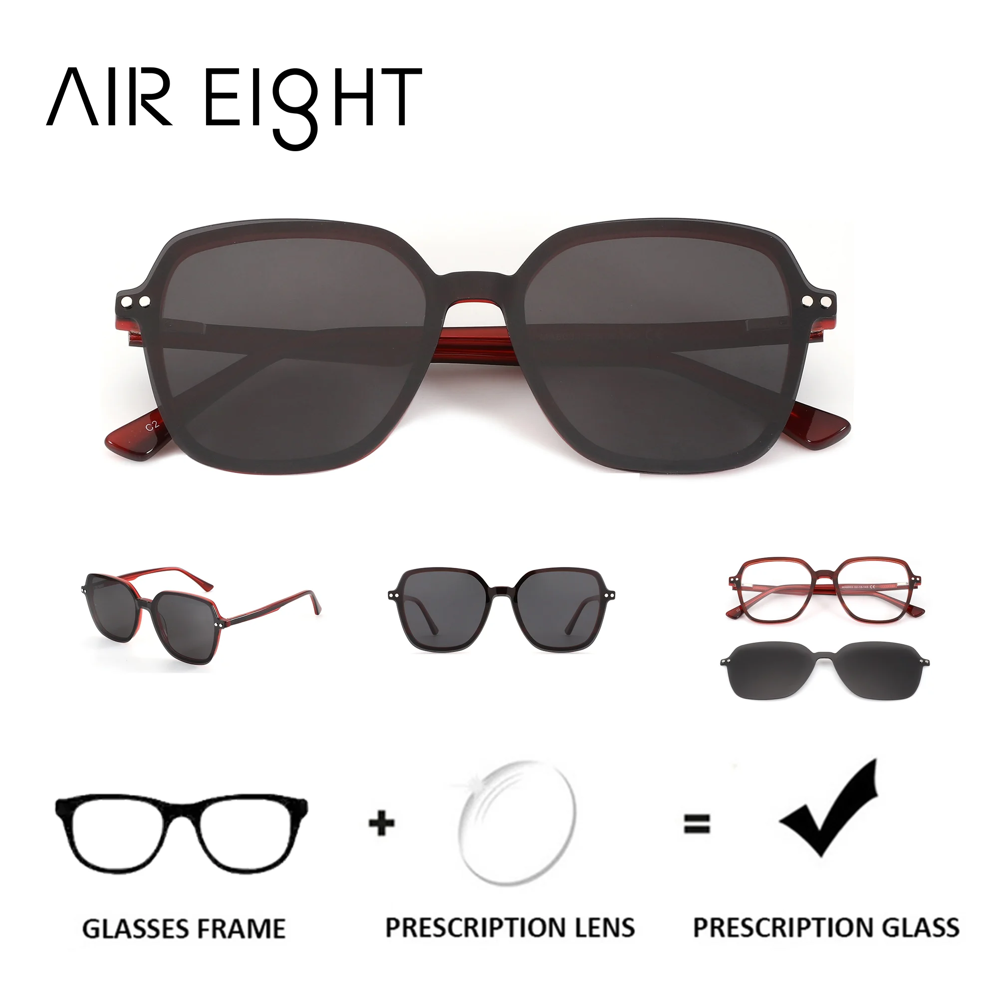 AIREIGHT – lunettes de prescription à clip magnétique en acétate pour femmes, verres progressifs multifocaux pour la vue de près et de loin
