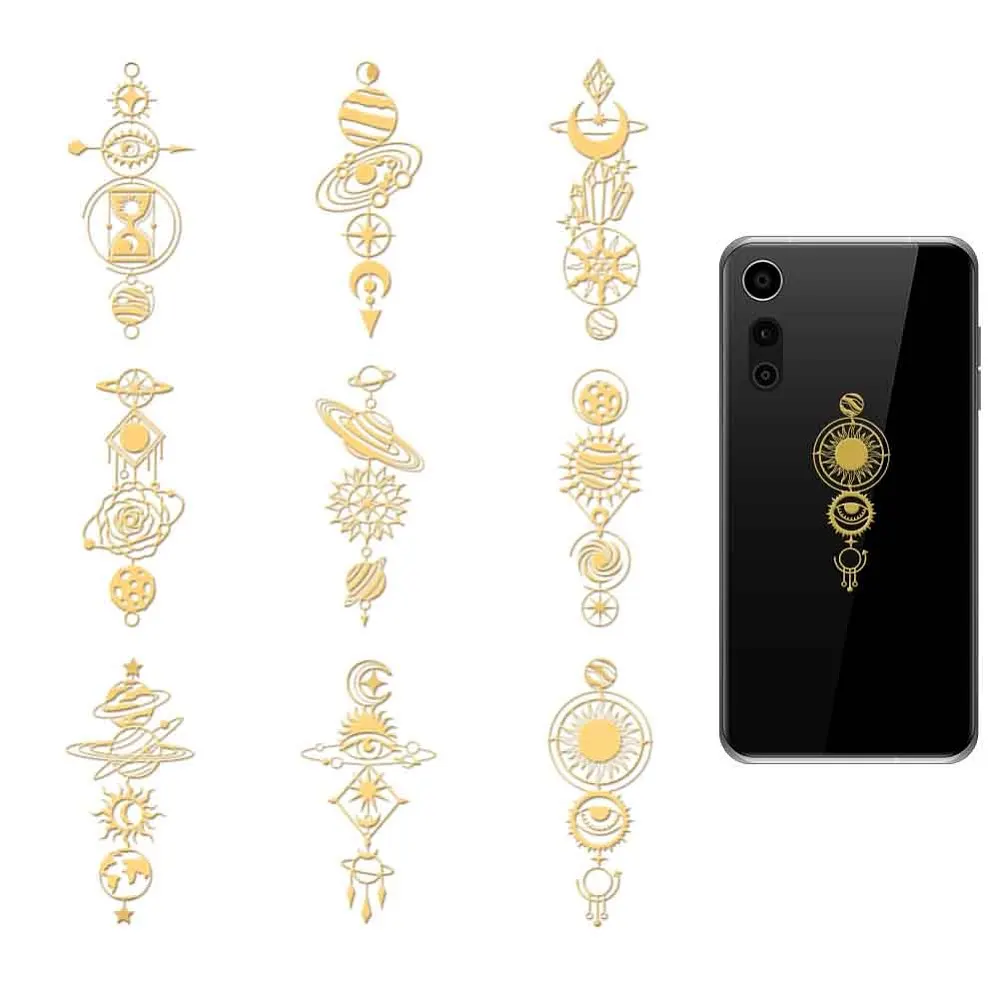 

9Pcs Nickel Self-adhesive Picture Stickers Metal Decals Golden Planet 40x40mm