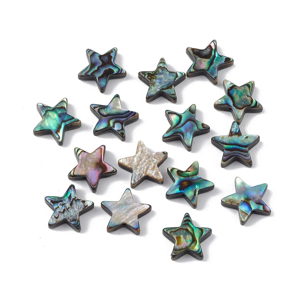 10/20Pcs Natural Abalone Shell Beads Colorful Star Moon Ring Cross Flat Round Beads for DIY Necklace Pendant Jewelry Making