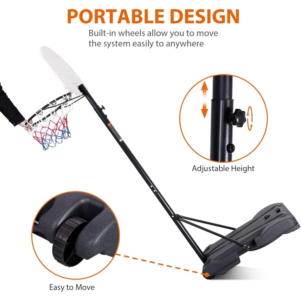 高さ調節可能なスタンドシステム付きポータブル屋内バスケットボールゴール（子供とティーンエイジャー向け）- ジュニアバスケットボールゴール
