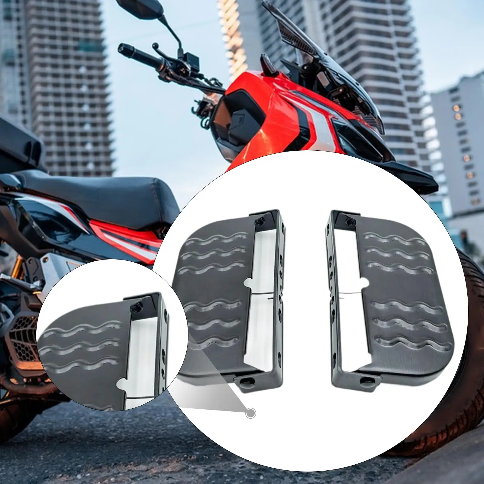Folding Step Stool Electric Bike Front Pedal Metal Foot Rest for Removable Pedals and Pegs