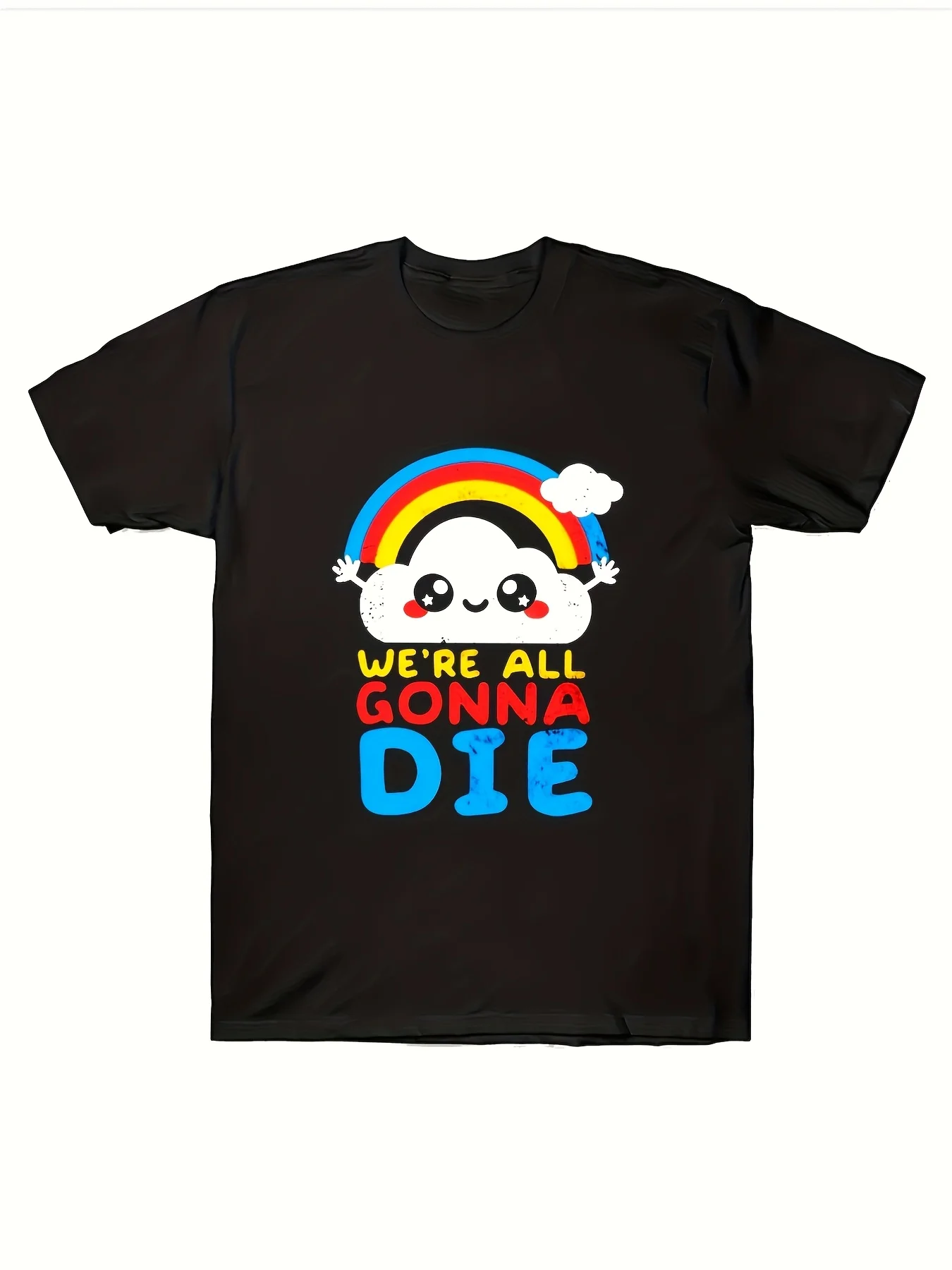 

Allseason Men's 100% Cotton T-Shirt with We're All Gonna Die Print Text Casual Crew Neck Tee, Regular Fit Short Sleeve Shirt