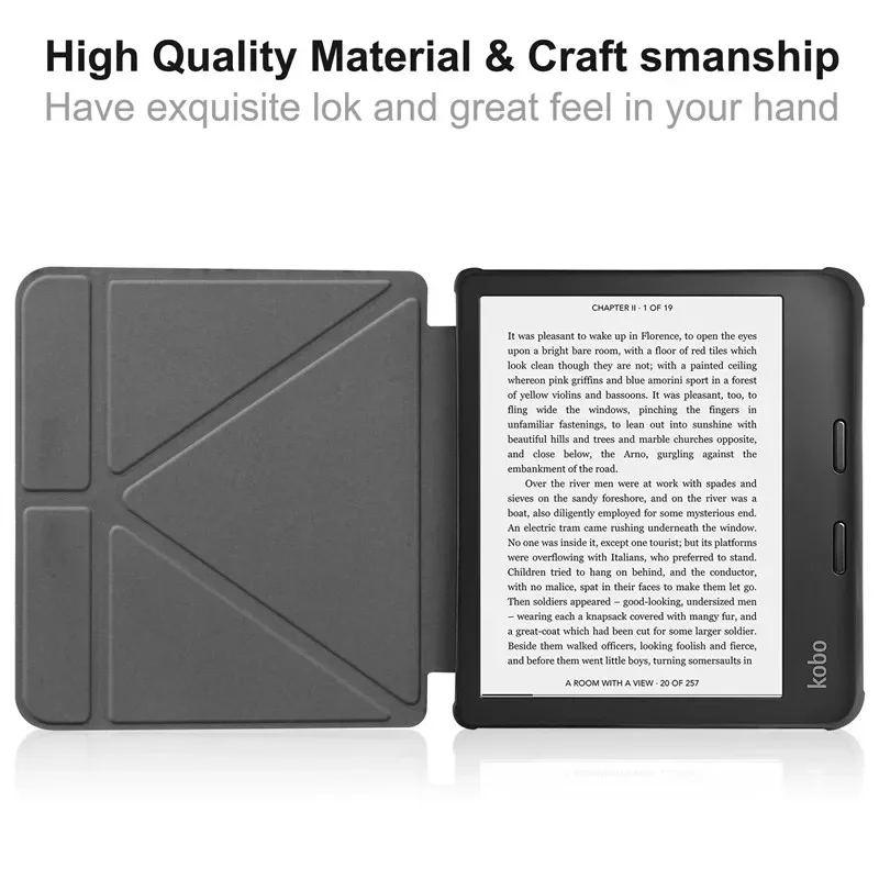 Sarung pintar untuk Funda Kobo Libra casing warna 7 "eBook y-folding berdiri TPU penutup belakang untuk Kobo Libra 2 Coque Auto tidur/bangun