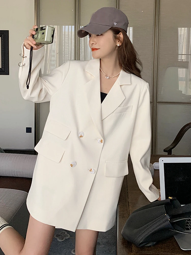 LANMREM Designer Back Blazer Coat For Women Double Breasted Long Sleeves Fashion Coats Female Clothing 2023 Autumn New 2YA3838