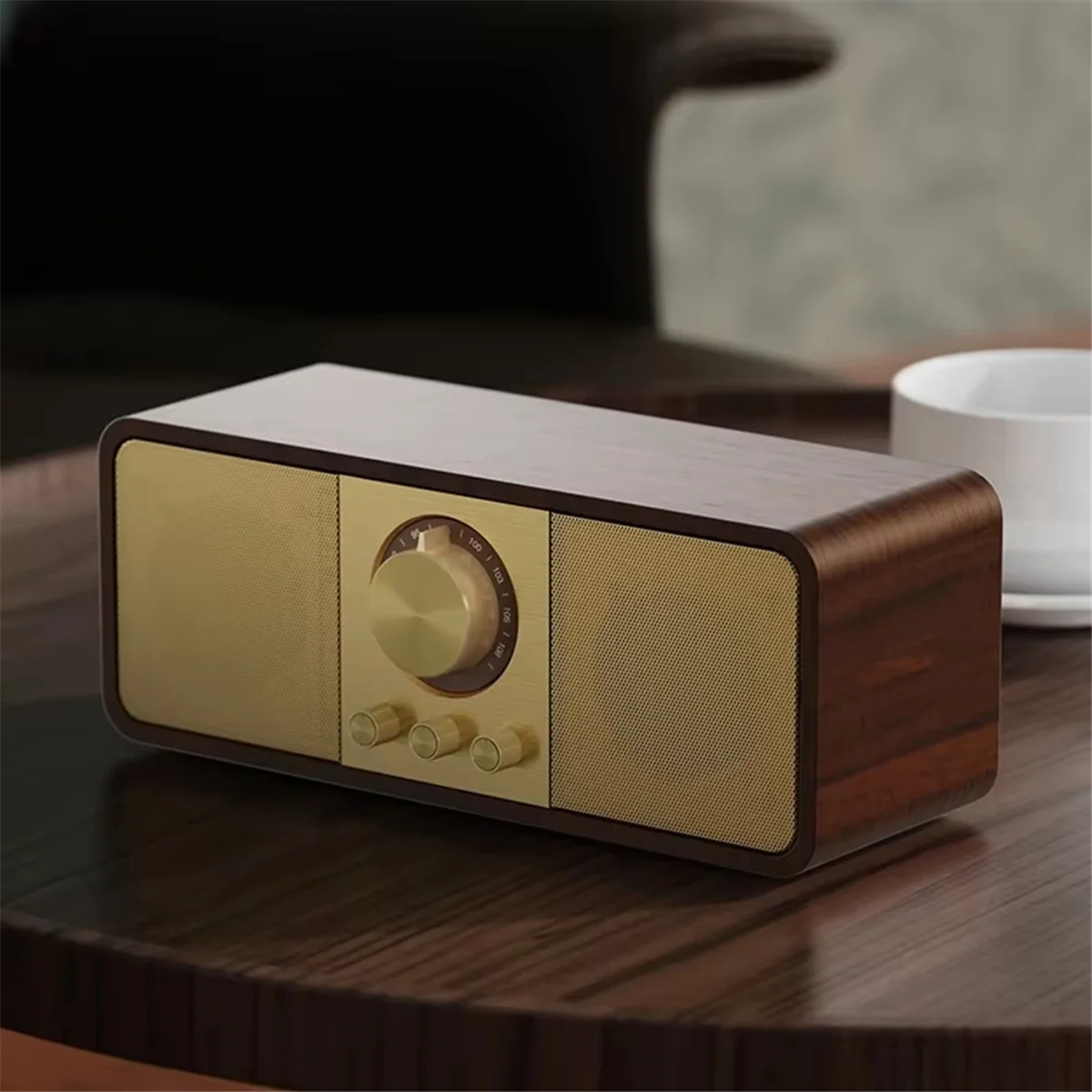 ABMF-Portable Retro FM Radio Wooden Radios Receiver Wireless Hi-Fi Stereo Bluetooth Speakers Support TF Card/U Disk/Aux