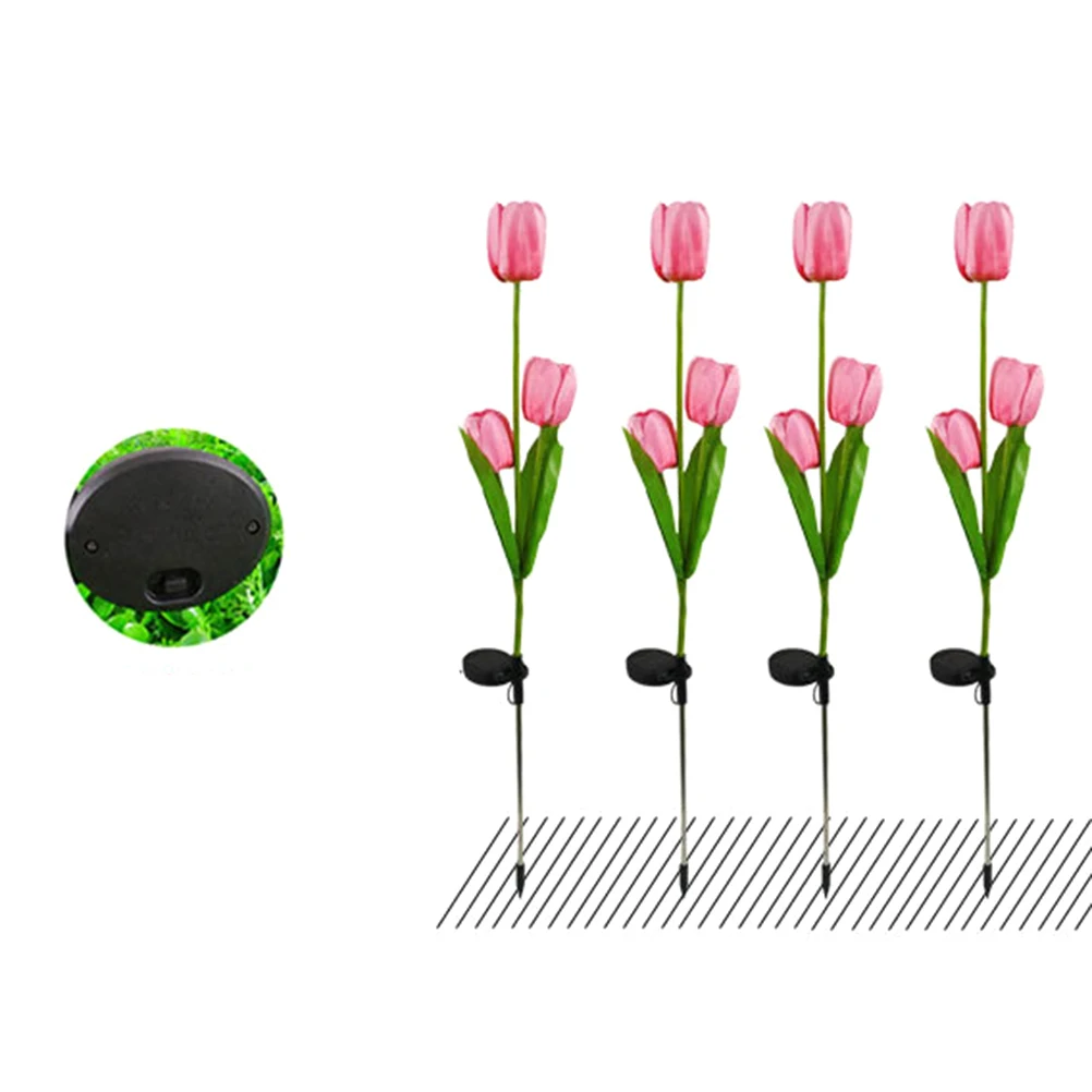 

2Pcs Solar LED Flower Lights Tulip Design Stake L Lamp Outdoor Garden Solar Powered Lawn Lighting Waterproof