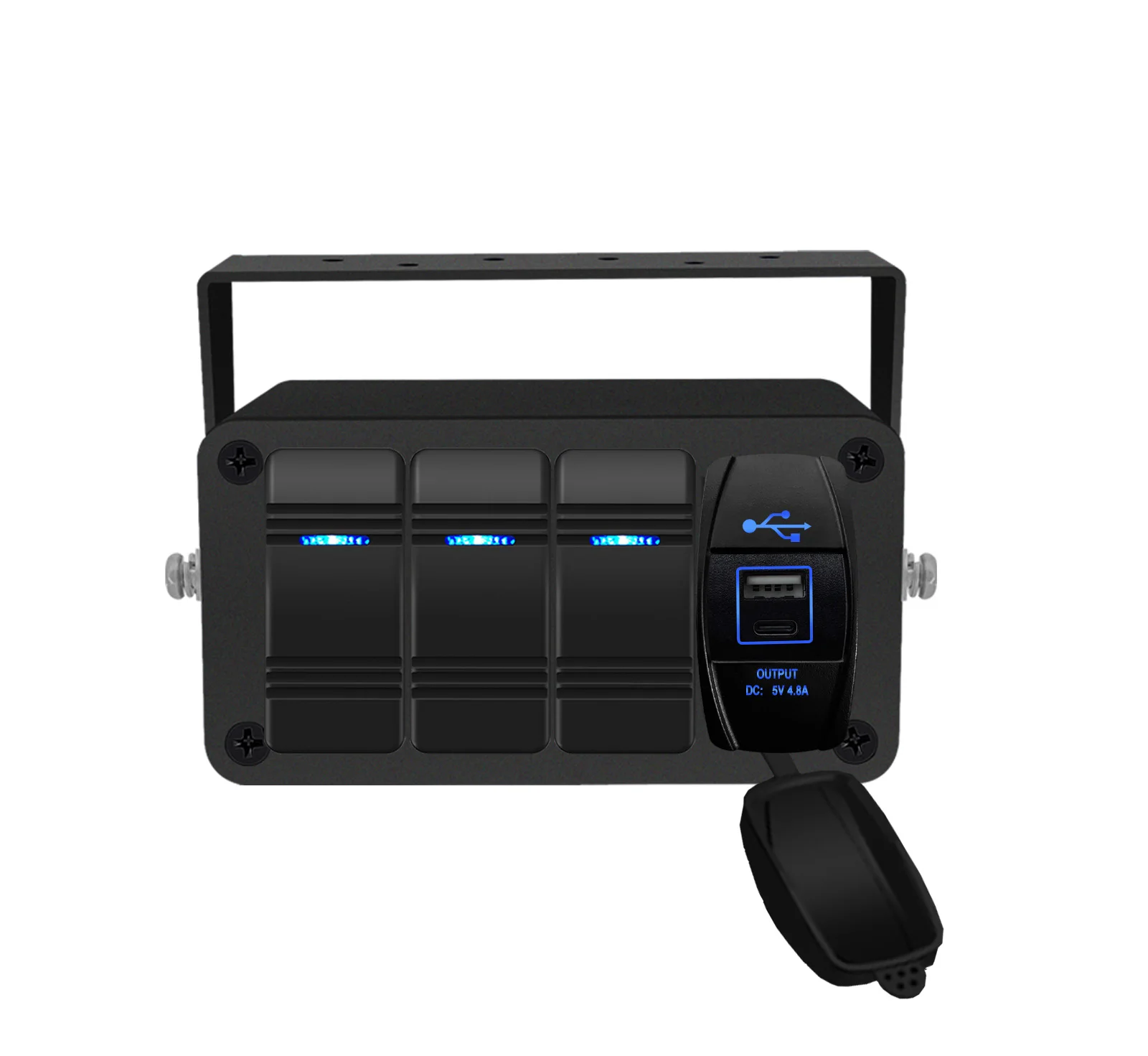 

Панель переключателей 24 В 12 В, переключатель автомобильных фонарей, 4 кнопки, PD QC 3,0, USB-зарядные устройства, розетка, вольтметр, тестер, аксессуары для морских лодок на колесах