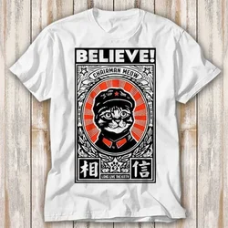 Great Leader Chairman Meow Design Long Live The Kitty Neko High Quality Cotton Tops Round Neck Short-sleeve Nostalgia Retro