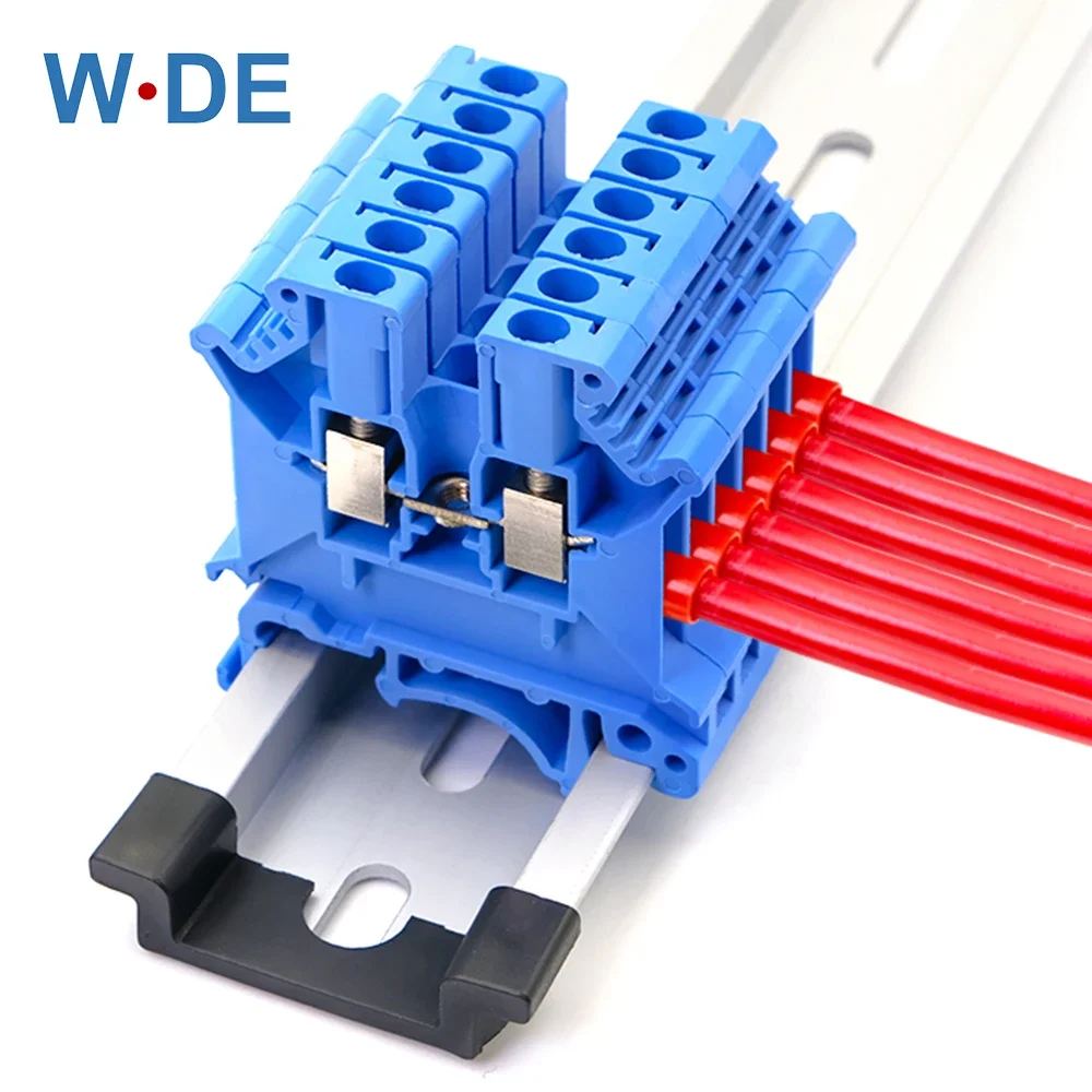 UK-5N Din Rail Terminal Block Universal Connector Screw Connection Electrical Wiring Conductor UK5N Terminal Strips Block 10pcs