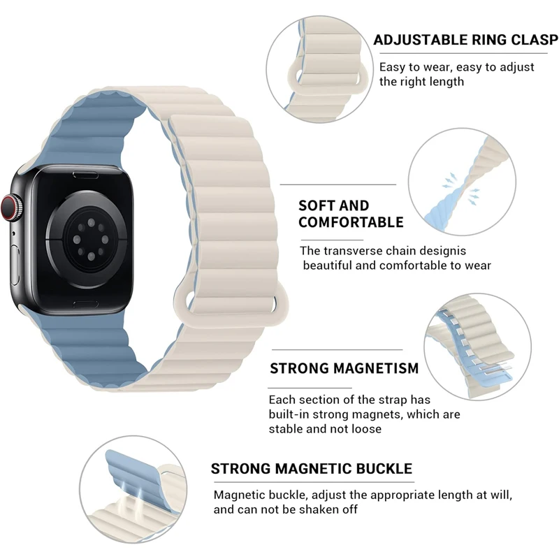 Cinturino magnetico in Silicone per Apple Watch 9 8 Ultra Band 44mm 40mm 45mm 41mm 49mm 42mm bracciale sportivo per iWatch Series 7 6 5 Se 4