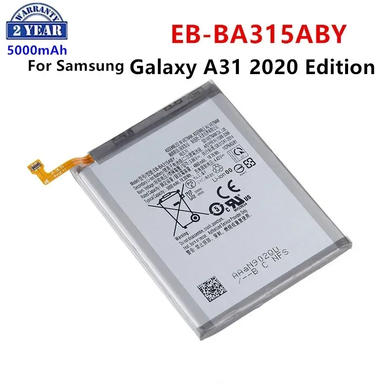 

Совершенно новый аккумулятор EB-BA315ABY 5000 мАч для Samsung Galaxy A31 2020 Edition SM-A315F/DS SM-A315G/DS, аккумуляторы