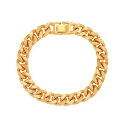 XP Jewelry -- ( 20 cm x 6 8 10 mm ) 24 k Yellow Gold Color Carving Cuba Bracelets For Men Women Fashion Jewelry