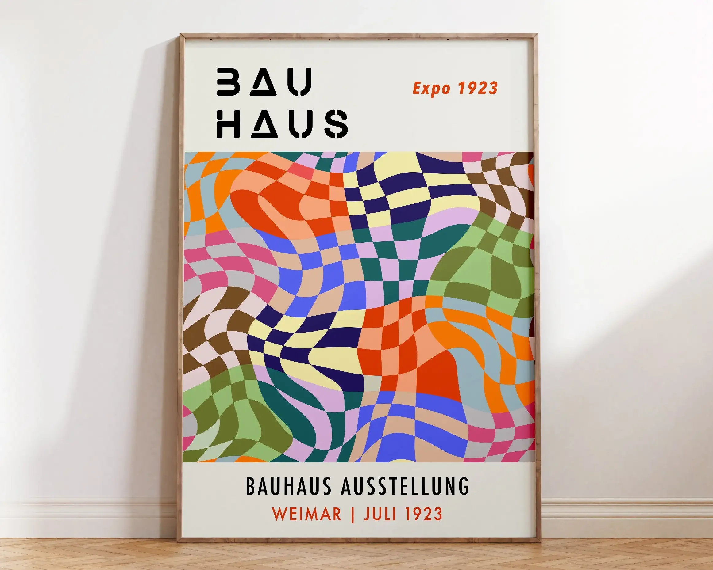 Mid Century Bauhaus Poster Geometric Wall Art Canvas Prints Living Room Bedroom Bright Colourful Artwork For Home Decor