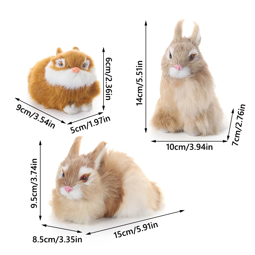 15CM Mini Realistic Cute White Plush Rabbits Fur Lifelike Animal Bunny Simulation Rabbit Toy Model Children's Birthday Gift
