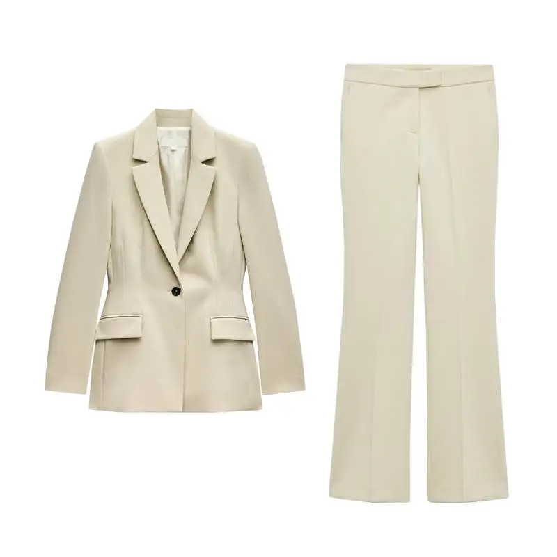 Slizing costume sur mesure Jaet avec épaulettes ensemble pantalon Long Sve vêtements de travail professionnels pour femmes fibre de Polyester